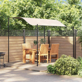 Gazebo Set of 2 Cream White and Black Polyester Large D...