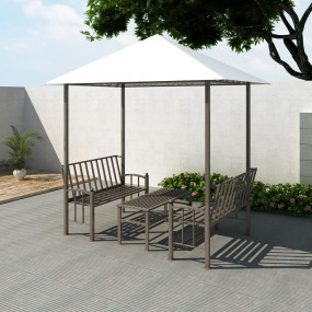 Garden Pavilion White Polyester 98.4x59.1x94.5 inches D...
