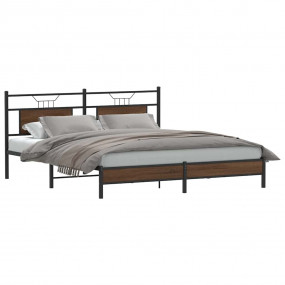 Bed Frame Brown Oak Engineered wood and steel King Bed ...