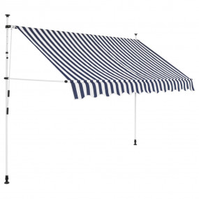 Retractable Awning Blue and White Stripes
