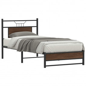 Bed Frame Brown oak Engineered wood, Steel Single size ...