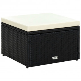 Footstool And Ottoman Black PE Rattan Medium Removable ...