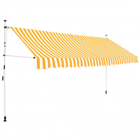 Retractable Awning Orange and White Polyester with PU c...