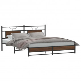 Bed Frame Brown Oak Engineered wood 63 x 79 in Bed Fram...