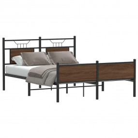 Bed Frame Brown Oak Engineered Wood and Steel King Size...