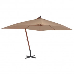 Cantilever Garden Parasol Taupe Laminated Bamboo, Firwo...