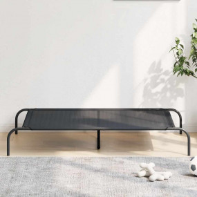 Elevated Dog Bed Black Textilene 51.2 x 31.5 x 7.9 in D...