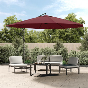 Cantilever Garden Umbrella Bordeaux Red Polyester, Meta...