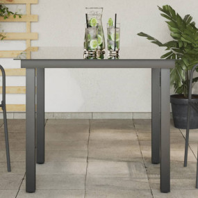Garden Dining Table Black Aluminum and Glass Medium Dur...