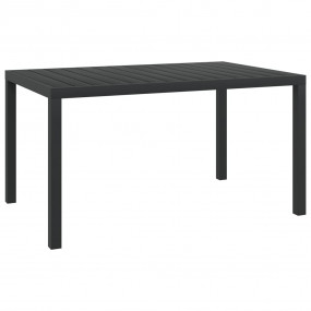 Garden Dining Table Black Aluminum and WPC Large