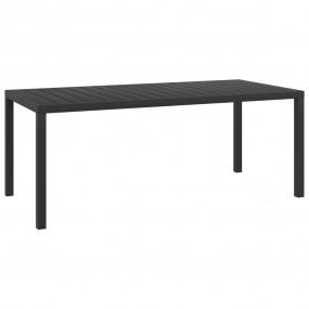 Garden Dining Table Black Aluminum and WPC