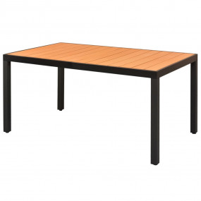 Garden Dining Table Brown Aluminum 59.1 in x 35.4 in Du...