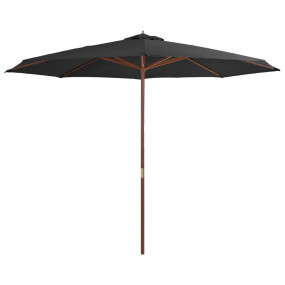 Garden Parasol Anthracite Polyester, Wooden Pole Large