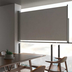 Side Awning Gray Polyester 55.1 x 118.1 in  Retractable
