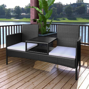 Garden Bench Black PE rattan Standard Durable Garden Be...