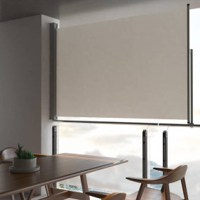 Side Awning Cream screen with grey stand