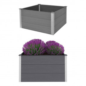 Garden Raised Bed Grey Wood-plastic composite, aluminum
