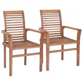 Dining Chair Set of 2 Brown Solid Teak wood Standard Du...