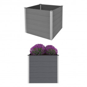 Garden Raised Bed Grey Wood-plastic composite, Aluminum