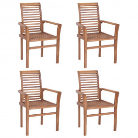 Dining Chair Set of 4 Warm Teak Fine sanded teak hardwo...