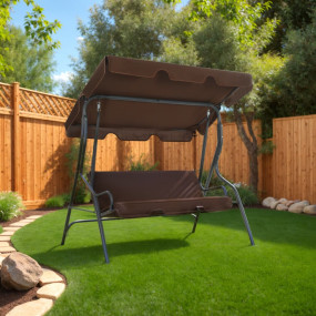 Garden Swing Seat Coffee Powder-coated steel frame