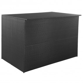 Outdoor Storage Box Black PE Rattan, Powder-Coated Stee...