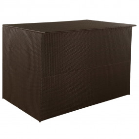 Outdoor Storage Box Brown PE Rattan, Powder-Coated Stee...