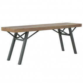 Garden Bench Brown and Gray Solid Acacia Wood and Steel...
