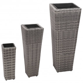 Garden Raised Bed Set of 3 Grey PE (polyethylene) ratta...
