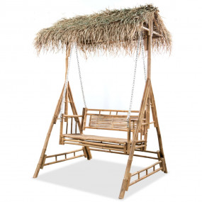 Swing Chair Brown Bamboo 79.5 in x 53.1 in x 39.0 in Du...