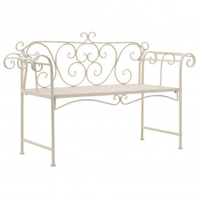 Garden Bench Antique White Metal 52 in width Decorative...