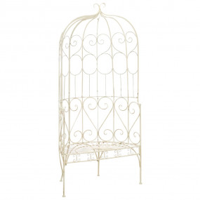 Garden Bench Antique White Wrought Iron Medium Decorati...