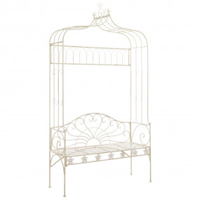 Garden Bench Antique White Wrought Iron Standard Garden...