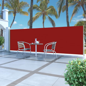 Side Awning Red Polyester with PU coating, Steel 197 x ...