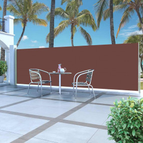 Side Awning Brown Steel 63 x 196.9 in Retractable