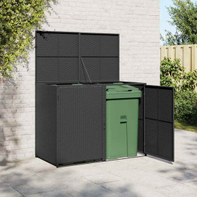 Trash Can Shed Black PE rattan, Powder-coated steel Lar...