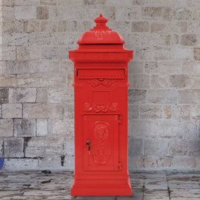 Pillar Letterbox Red Cast aluminum Medium Decorative In...