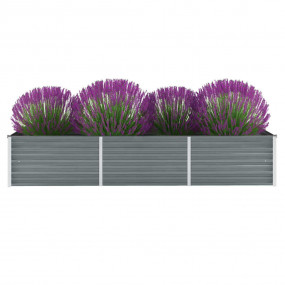 Raised Bed Grey Galvanized Steel 94.5 x 31.5 x 17.7 in ...