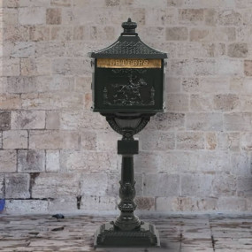 Pedestal Letterbox Green Cast aluminum Standard Decorat...