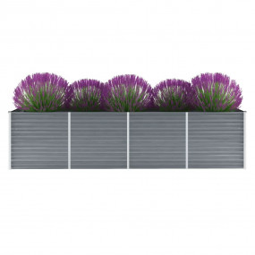 Raised Bed Grey Galvanized Steel 126.0x31.5x30.3 in Hea...