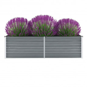 Raised Bed Grey Galvanized Steel 63 x 15.7 x 17.7 in Du...