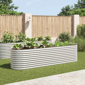 Garden Raised Bed Silver Galvanized Steel 126.0 x 31.5 ...
