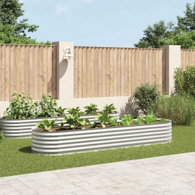 Garden Raised Bed Silver Galvanized Steel Large Durable