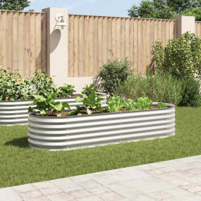 Garden Raised Bed Silver Galvanized Steel Large Durable