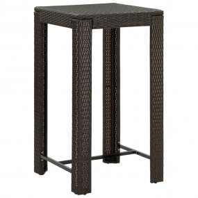 Bar Table Brown PE Rattan Counter Height Durable Bar Ta...