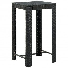 Bar Table Black PE rattan, Powder-Coated Steel Counter ...