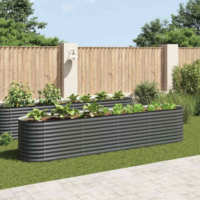 Garden Raised Bed Grey Galvanized Steel 157.5 x 31.5 x ...