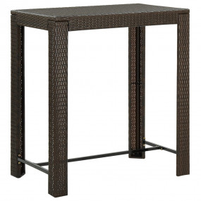 Bar Table Brown PE rattan, Powder-Coated Steel