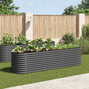 Garden Raised Bed Grey Galvanized Steel 126.0 x 31.9 x ...