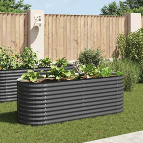 Garden Raised Bed Gray Galvanized Steel Large Durable
